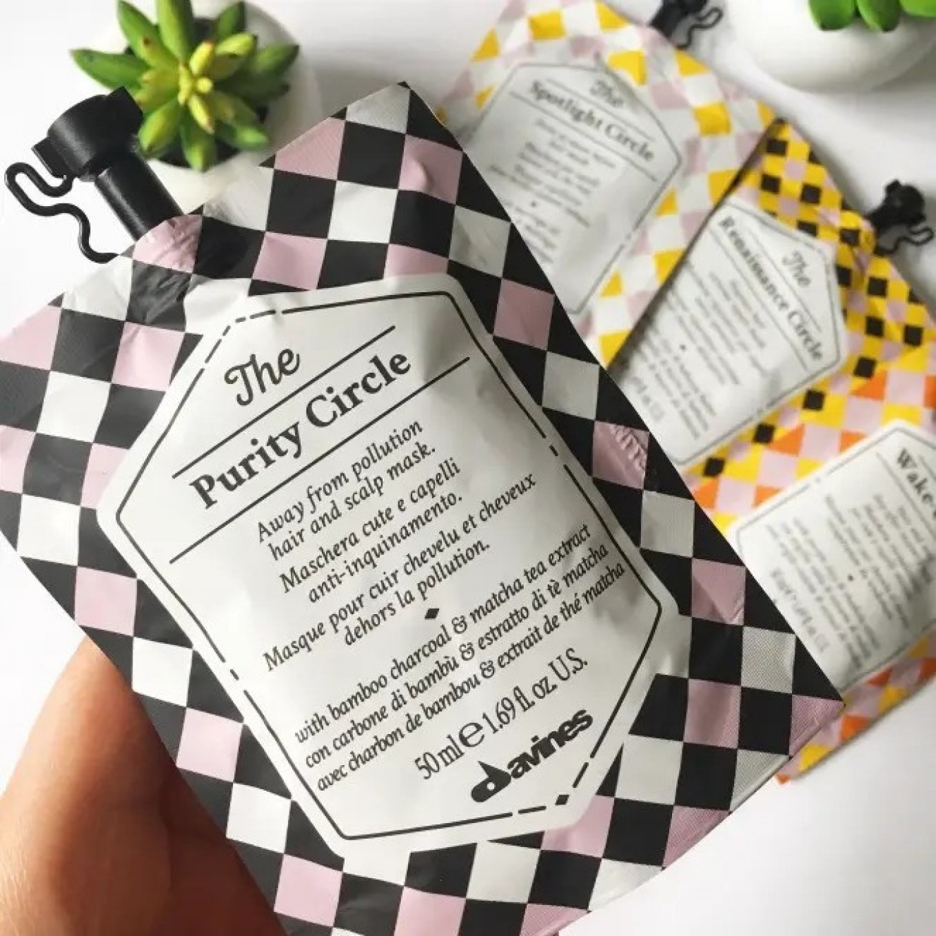 Lot De 4 Masques Capillaires Davines The Purity Circle - 200 Ml Total, Pour Tous Types De Cheveux