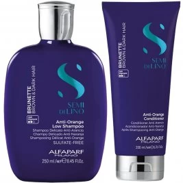 Alfaparf Semi di Lino Brunette Anti Orange - Pachet sampon 250ml + balsam 200ml