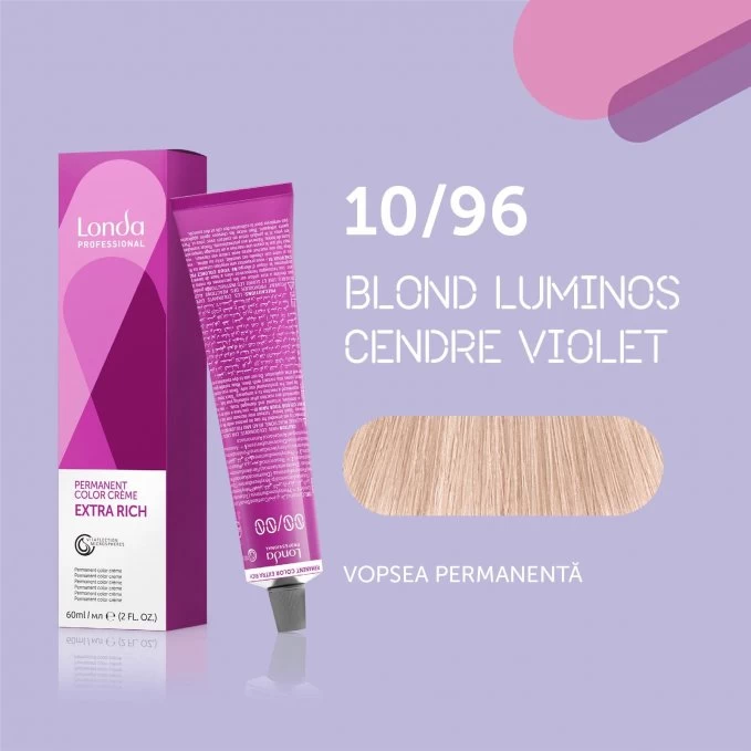 Londa - Vopsea de par permanenta nr.10/96 Blond luminos cendre