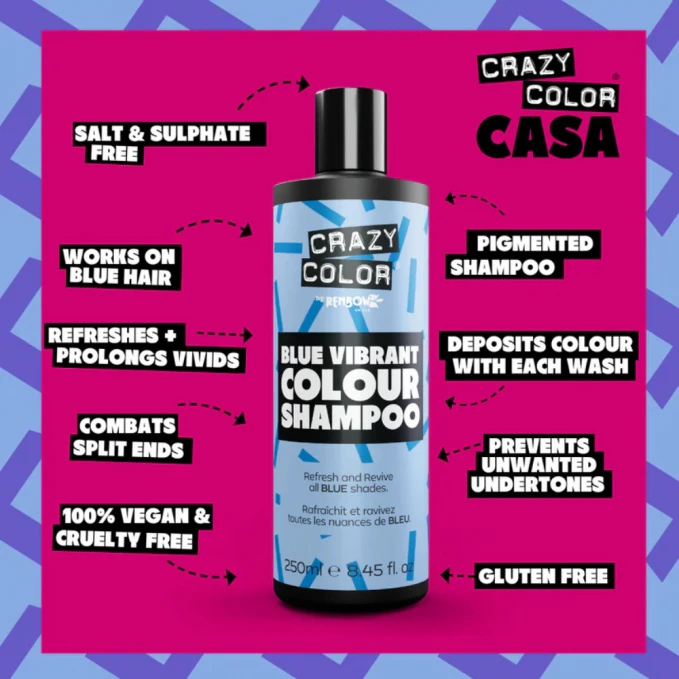 Crazy Color - Sampon pentru mentinerea nuantei albastru Blue 250ml