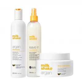 Milk Shake Argan - Pachet hidratant sh 300ml + treat 200ml + leave-in 350ml