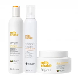Milk Shake Argan - Pachet hidratant sh 300ml + treat 200ml + whipped cream 200ml