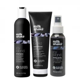 Milk Shake Icy Blond - Pachet nuante reci blond platinat Sh+Bls+spray (650ml)