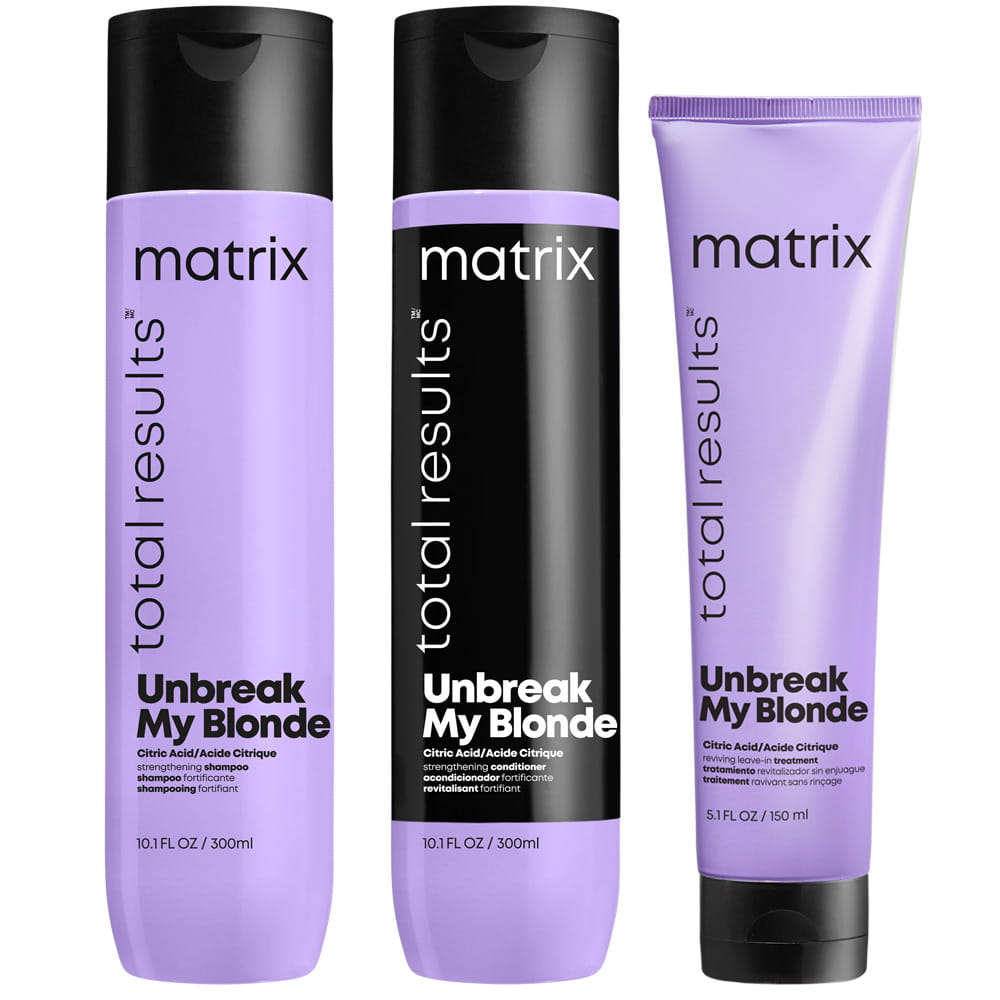 Matrix Unbreak My Blonde – Pachet fortifiant pentru par blond natural sau vopsit (sampon+balsam 300ml+ tratament 150ml) haircare.ro imagine noua