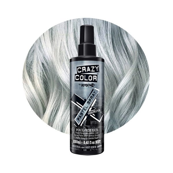Crazy Color - Spray colorant pentru par blond decolorat Pastel Graphite 250 ml